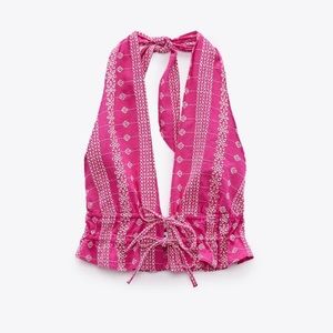 Zara embroidered eyelet halter top